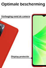 Nomfy Hoesje Geschikt voor OPPO A57 Hoesje Siliconen Cover Case Met 2x Screenprotector - Hoes Geschikt voor OPPO A57 Hoes Back Case - Rood