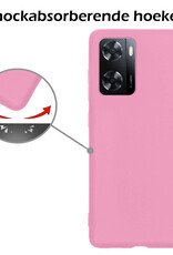 Nomfy Hoesje Geschikt voor OPPO A57 Hoesje Siliconen Cover Case Met 2x Screenprotector - Hoes Geschikt voor OPPO A57 Hoes Back Case - Lichtroze