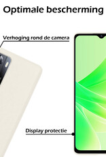 Nomfy Hoesje Geschikt voor OPPO A57 Hoesje Siliconen Cover Case Met 2x Screenprotector - Hoes Geschikt voor OPPO A57 Hoes Back Case - Wit