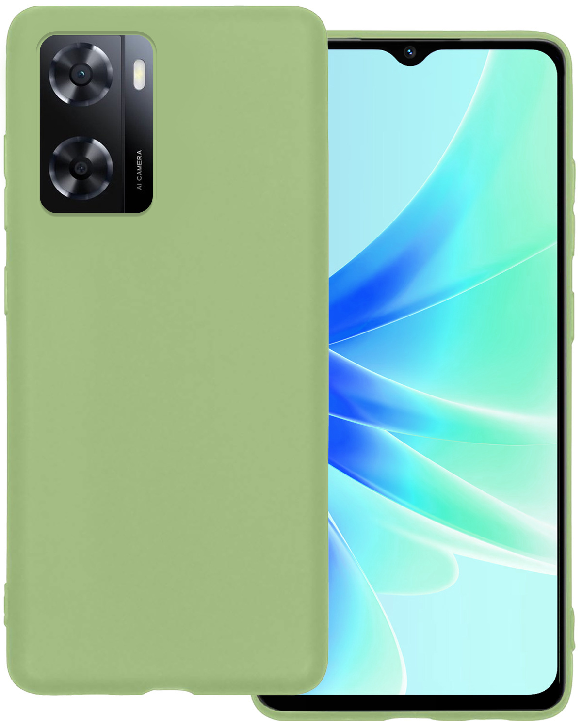 BASEY. Hoes Geschikt voor OPPO A57s Hoesje Siliconen Back Cover Case - Hoesje Geschikt voor OPPO A57s Hoes Cover Hoesje - Groen