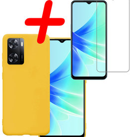 BASEY. BASEY. OPPO A57 Hoesje Siliconen Met Screenprotector - Geel