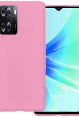 BASEY. Hoes Geschikt voor OPPO A57s Hoesje Siliconen Back Cover Case - Hoesje Geschikt voor OPPO A57s Hoes Cover Hoesje - Lichtroze