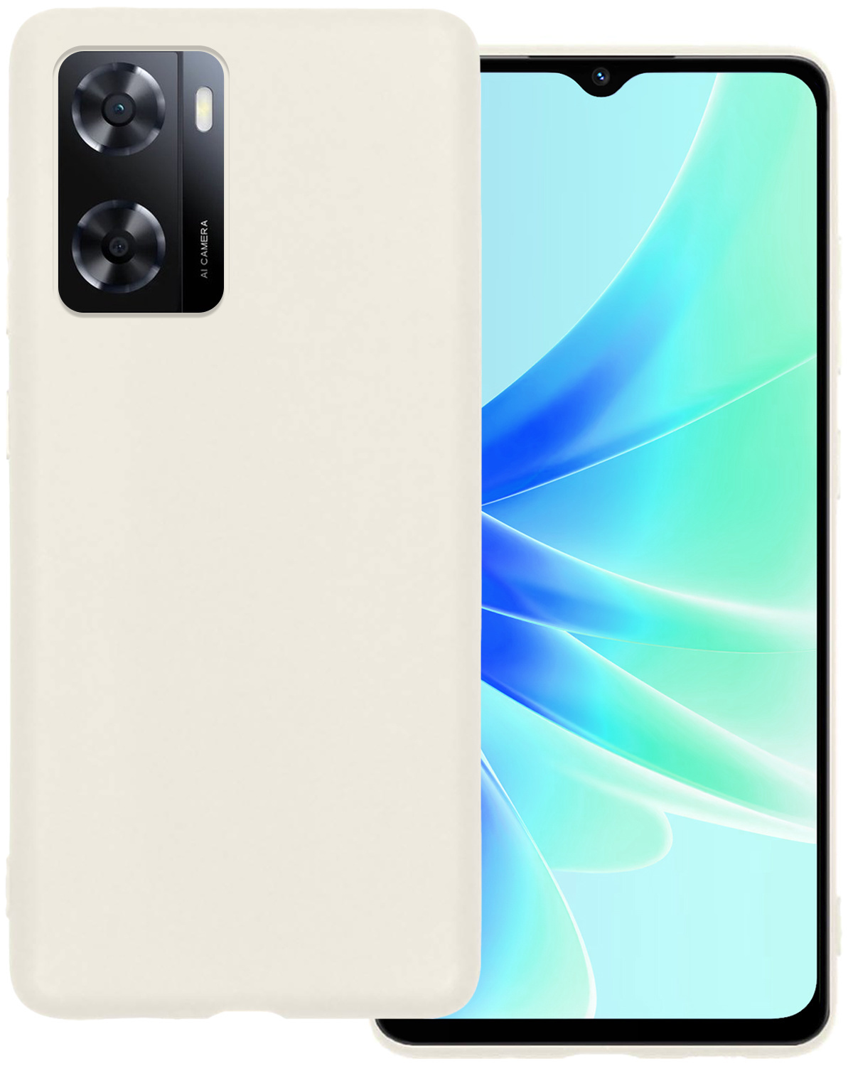 BASEY. Hoes Geschikt voor OPPO A57s Hoesje Siliconen Back Cover Case - Hoesje Geschikt voor OPPO A57s Hoes Cover Hoesje - Wit