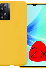 BASEY. Hoes Geschikt voor OPPO A57s Hoesje Siliconen Back Cover Case - Hoesje Geschikt voor OPPO A57s Hoes Cover Hoesje - Geel - 2 Stuks