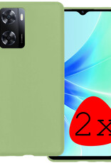 BASEY. Hoes Geschikt voor OPPO A57s Hoesje Siliconen Back Cover Case - Hoesje Geschikt voor OPPO A57s Hoes Cover Hoesje - Groen - 2 Stuks