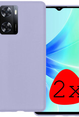 BASEY. Hoes Geschikt voor OPPO A57s Hoesje Siliconen Back Cover Case - Hoesje Geschikt voor OPPO A57s Hoes Cover Hoesje - Lila - 2 Stuks