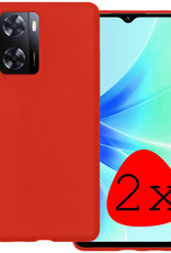 BASEY. Hoes Geschikt voor OPPO A57s Hoesje Siliconen Back Cover Case - Hoesje Geschikt voor OPPO A57s Hoes Cover Hoesje - Rood - 2 Stuks