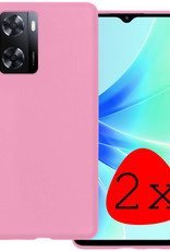 BASEY. Hoes Geschikt voor OPPO A57s Hoesje Siliconen Back Cover Case - Hoesje Geschikt voor OPPO A57s Hoes Cover Hoesje - Lichtroze - 2 Stuks