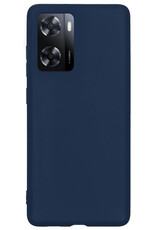 BASEY. Hoes Geschikt voor OPPO A57s Hoesje Siliconen Back Cover Case Met Screenprotector - Hoesje Geschikt voor OPPO A57s Hoes Cover Hoesje - Donkerblauw