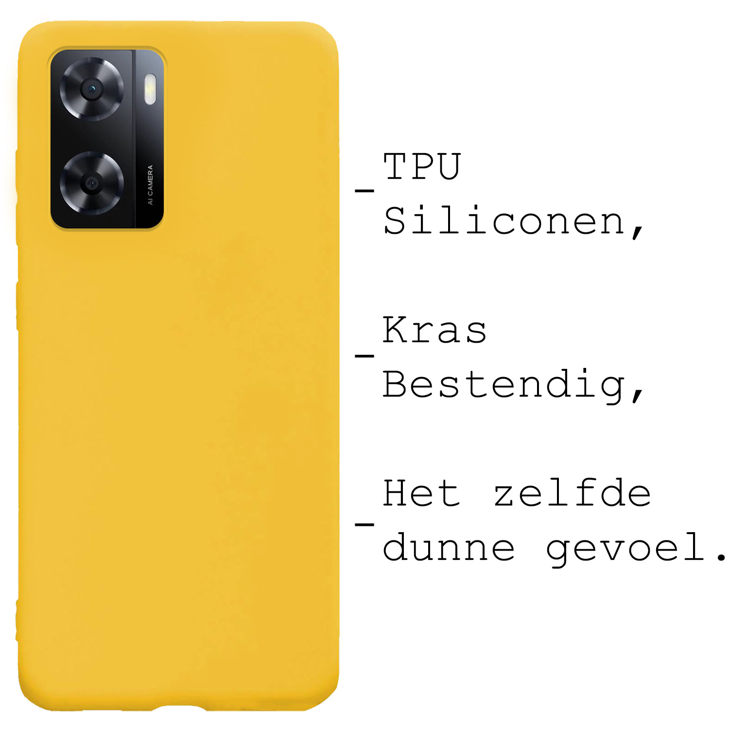 BASEY. Hoes Geschikt voor OPPO A57s Hoesje Siliconen Back Cover Case Met Screenprotector - Hoesje Geschikt voor OPPO A57s Hoes Cover Hoesje - Geel