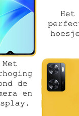BASEY. Hoes Geschikt voor OPPO A57s Hoesje Siliconen Back Cover Case Met Screenprotector - Hoesje Geschikt voor OPPO A57s Hoes Cover Hoesje - Geel