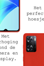 BASEY. Hoes Geschikt voor OPPO A57s Hoesje Siliconen Back Cover Case Met Screenprotector - Hoesje Geschikt voor OPPO A57s Hoes Cover Hoesje - Rood