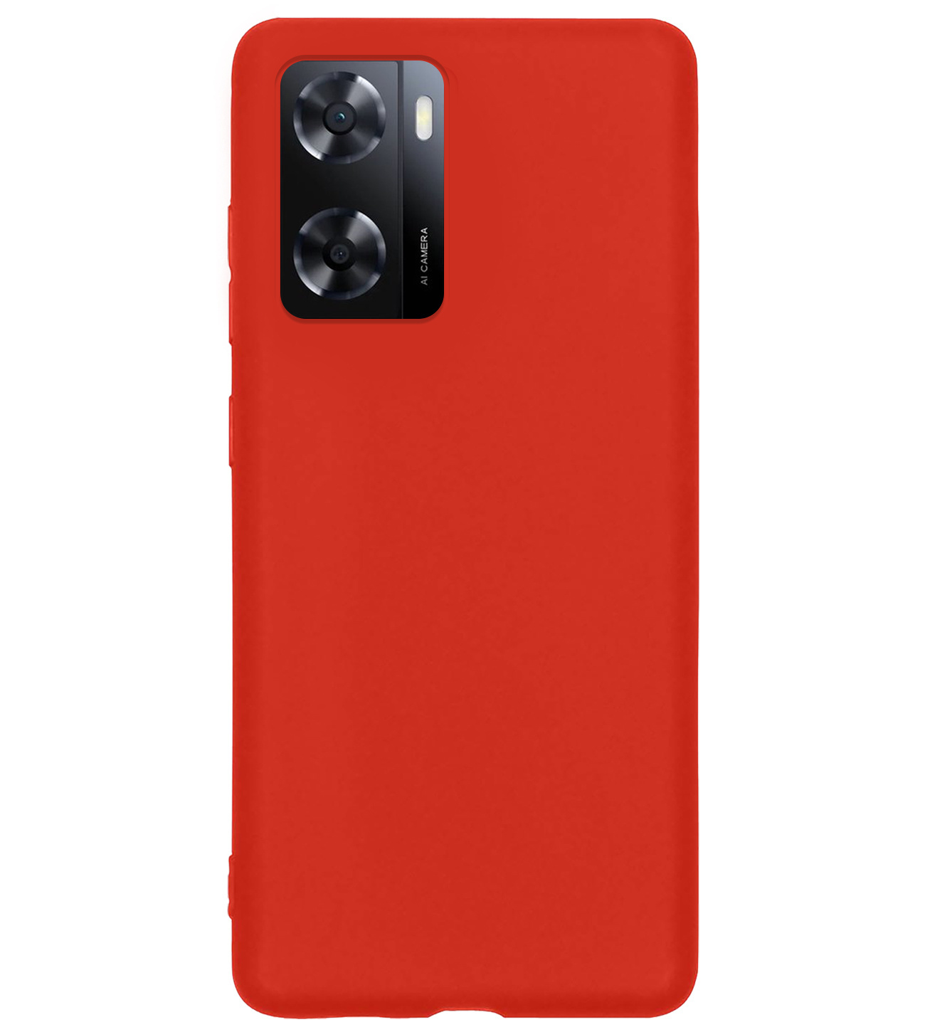 BASEY. Hoes Geschikt voor OPPO A57s Hoesje Siliconen Back Cover Case Met Screenprotector - Hoesje Geschikt voor OPPO A57s Hoes Cover Hoesje - Rood