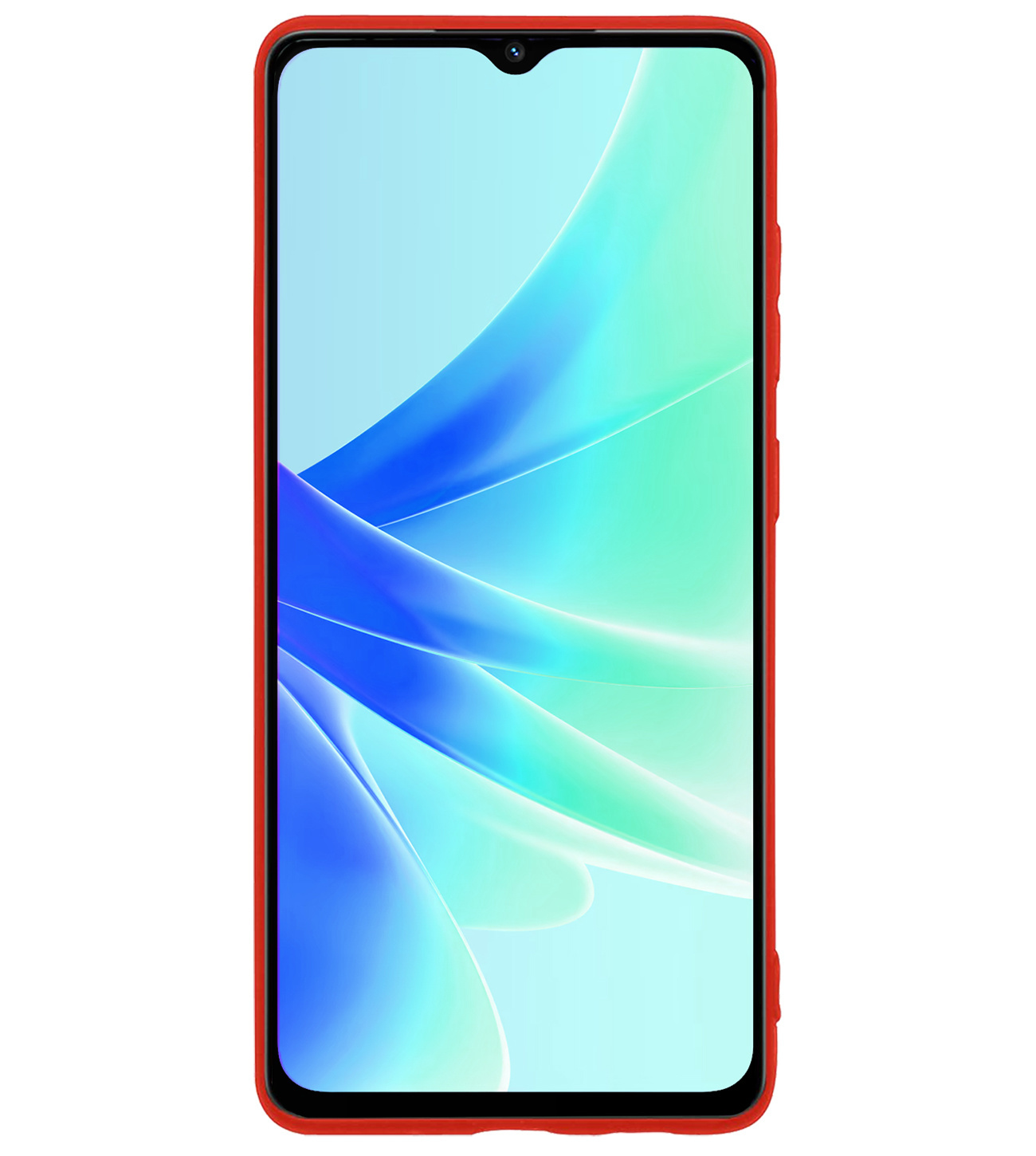 BASEY. Hoes Geschikt voor OPPO A57s Hoesje Siliconen Back Cover Case Met Screenprotector - Hoesje Geschikt voor OPPO A57s Hoes Cover Hoesje - Rood