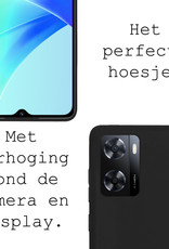 BASEY. Hoes Geschikt voor OPPO A57s Hoesje Siliconen Back Cover Case Met Screenprotector - Hoesje Geschikt voor OPPO A57s Hoes Cover Hoesje - Zwart