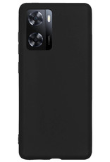 BASEY. Hoes Geschikt voor OPPO A57s Hoesje Siliconen Back Cover Case Met Screenprotector - Hoesje Geschikt voor OPPO A57s Hoes Cover Hoesje - Zwart