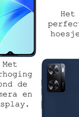 BASEY. Hoes Geschikt voor OPPO A57s Hoesje Siliconen Back Cover Case Met 2x Screenprotector - Hoesje Geschikt voor OPPO A57s Hoes Cover Hoesje - Donkerblauw