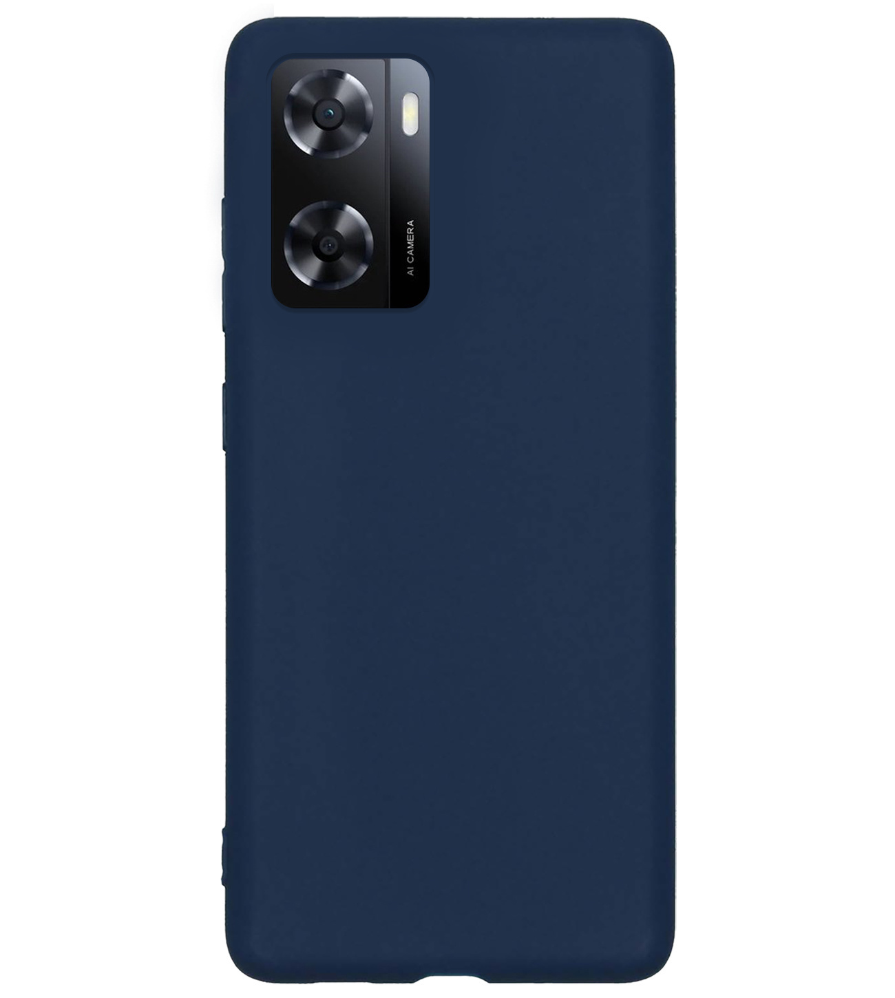 BASEY. Hoes Geschikt voor OPPO A57s Hoesje Siliconen Back Cover Case Met 2x Screenprotector - Hoesje Geschikt voor OPPO A57s Hoes Cover Hoesje - Donkerblauw