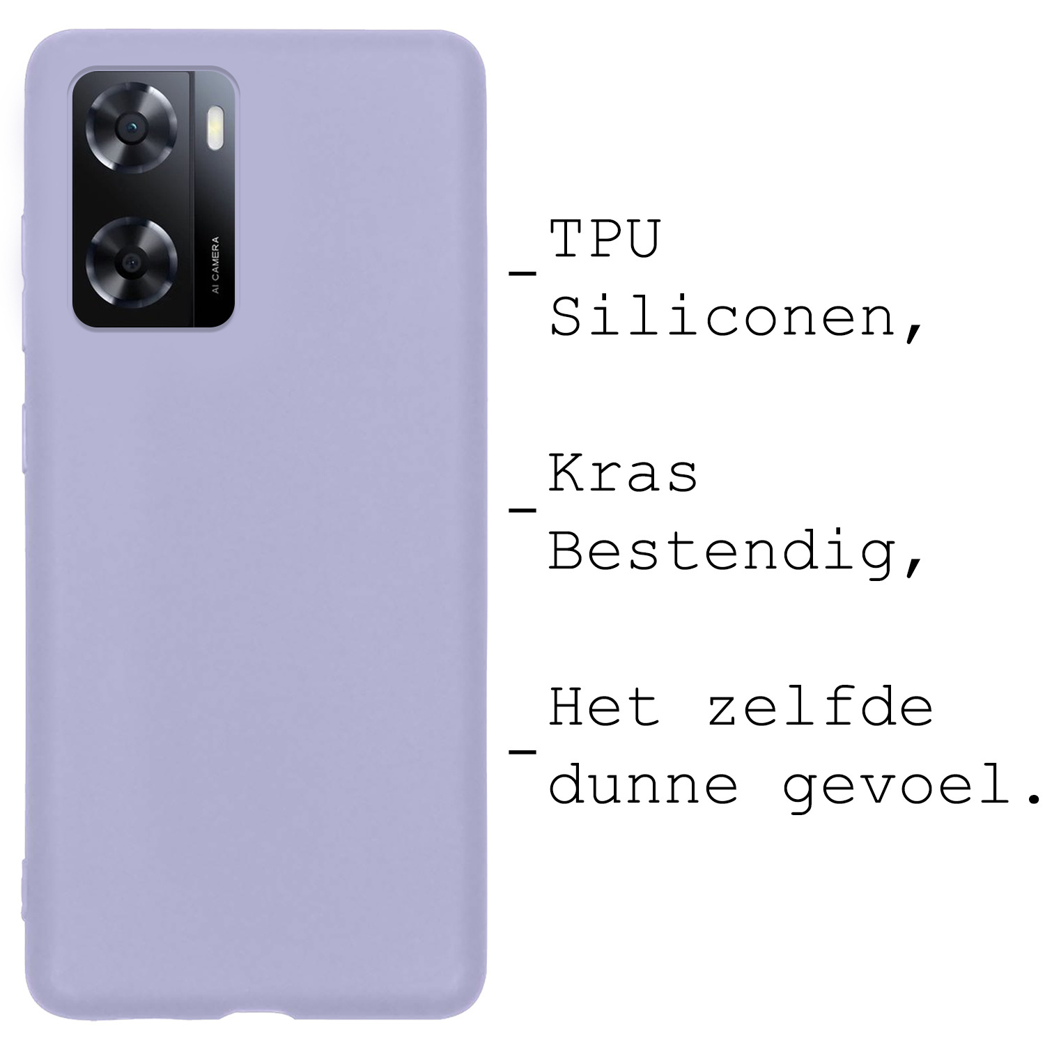 BASEY. Hoes Geschikt voor OPPO A57s Hoesje Siliconen Back Cover Case Met 2x Screenprotector - Hoesje Geschikt voor OPPO A57s Hoes Cover Hoesje - Lila
