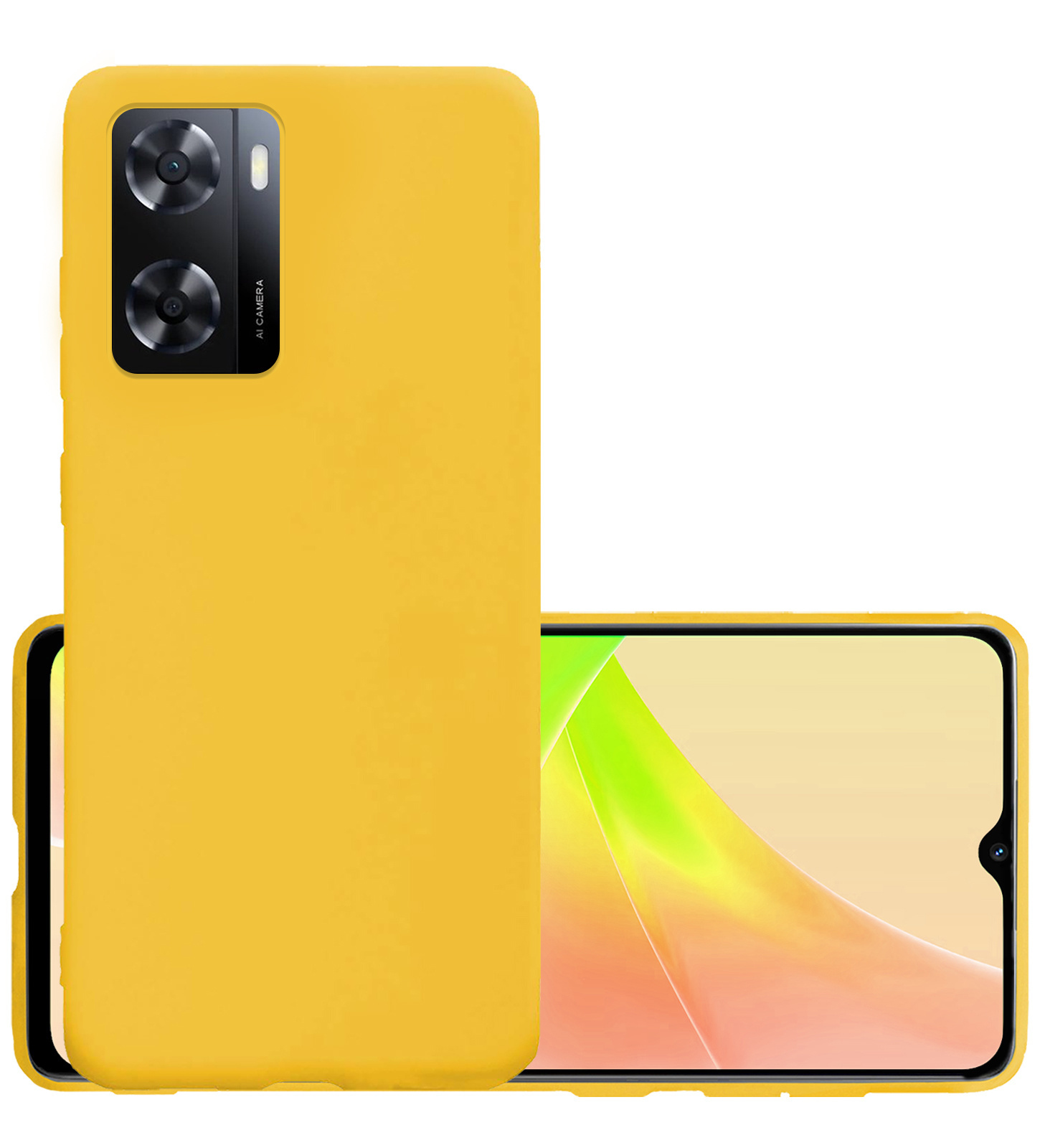 NoXx Hoes Geschikt voor OPPO A57s Hoesje Cover Siliconen Back Case Hoes - Geel