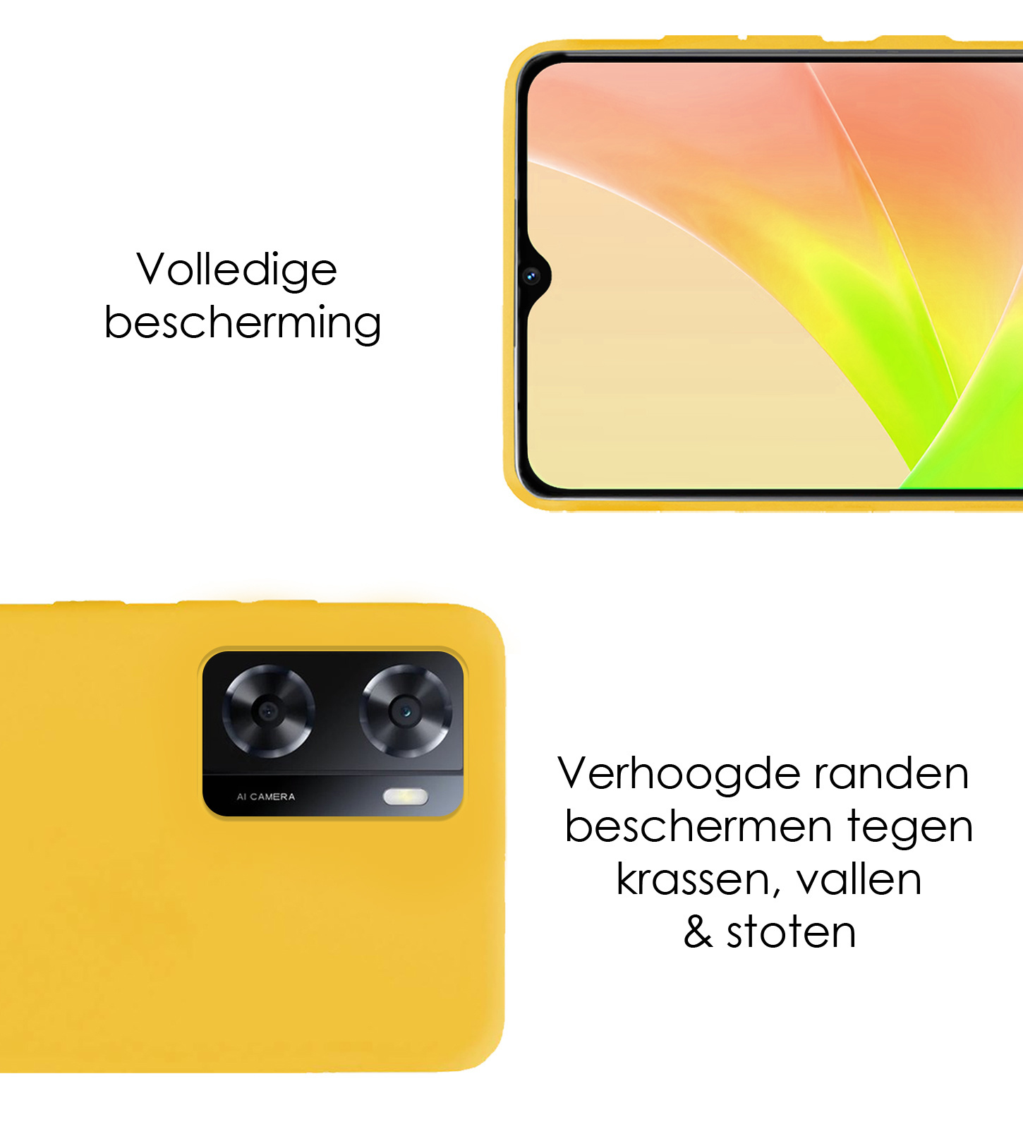 NoXx Hoes Geschikt voor OPPO A57s Hoesje Cover Siliconen Back Case Hoes - Geel