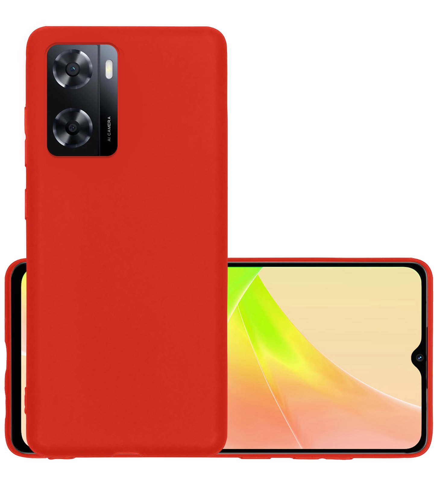NoXx Hoes Geschikt voor OPPO A57s Hoesje Cover Siliconen Back Case Hoes - Rood