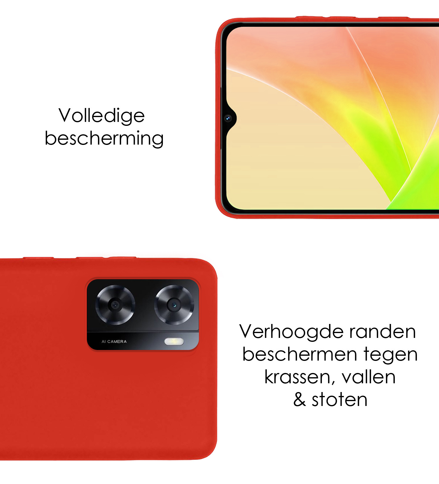 NoXx Hoes Geschikt voor OPPO A57s Hoesje Cover Siliconen Back Case Hoes - Rood
