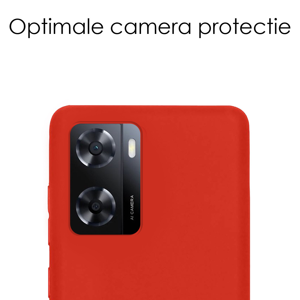 NoXx Hoes Geschikt voor OPPO A57s Hoesje Cover Siliconen Back Case Hoes - Rood
