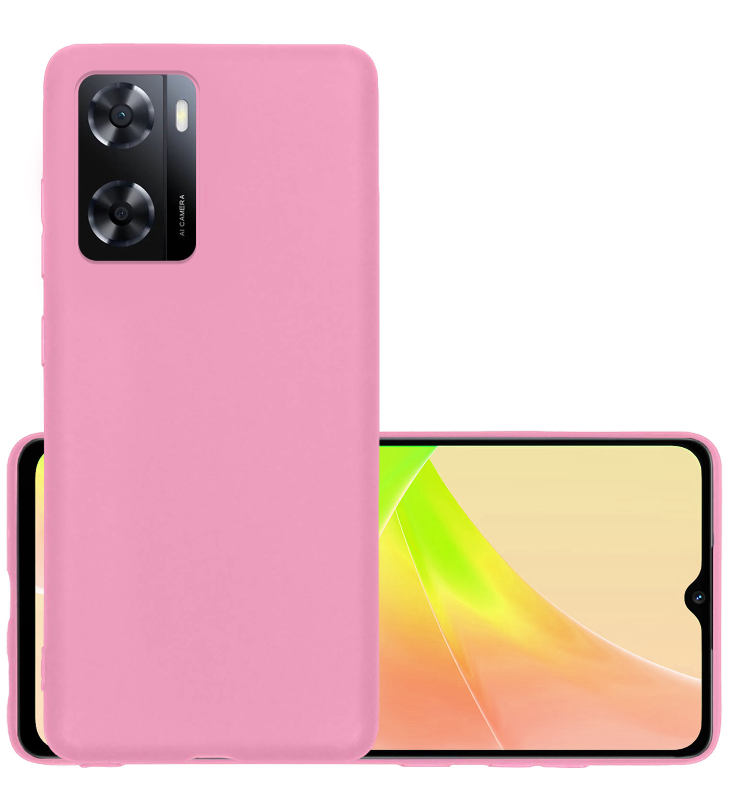 NoXx Hoes Geschikt voor OPPO A57s Hoesje Cover Siliconen Back Case Hoes - Lichtroze