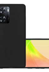 NoXx Hoes Geschikt voor OPPO A57s Hoesje Cover Siliconen Back Case Hoes - Zwart