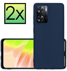 NoXx OPPO A57s Hoesje Siliconen - Donkerblauw - 2 PACK