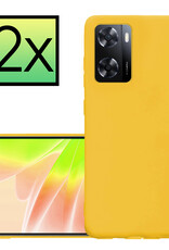 NoXx Hoes Geschikt voor OPPO A57s Hoesje Cover Siliconen Back Case Hoes - Geel - 2x
