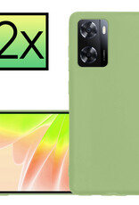 NoXx Hoes Geschikt voor OPPO A57s Hoesje Cover Siliconen Back Case Hoes - Groen - 2x