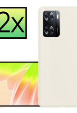 NoXx Hoes Geschikt voor OPPO A57s Hoesje Cover Siliconen Back Case Hoes - Wit - 2x