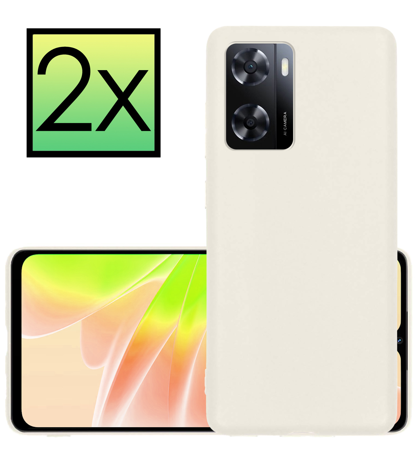 NoXx Hoes Geschikt voor OPPO A57s Hoesje Cover Siliconen Back Case Hoes - Wit - 2x
