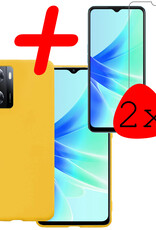 BASEY. Hoes Geschikt voor OPPO A57 Hoesje Siliconen Back Cover Case Met 2x Screenprotector - Hoesje Geschikt voor OPPO A57 Hoes Cover Hoesje - Geel