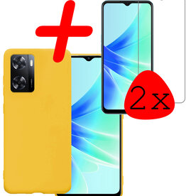 BASEY. BASEY. OPPO A57 Hoesje Siliconen Met 2x Screenprotector - Geel