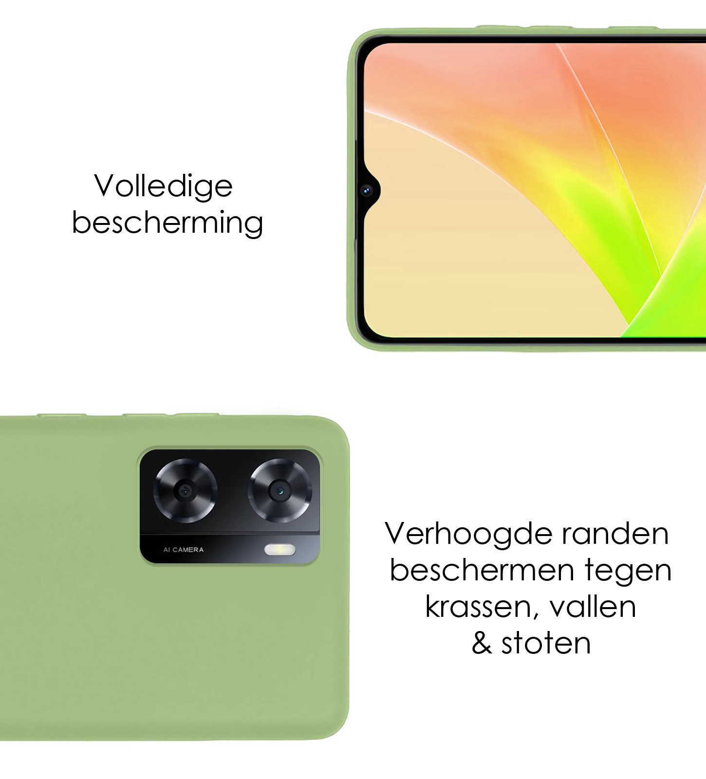 NoXx Hoes Geschikt voor OPPO A57s Hoesje Cover Siliconen Back Case Hoes Met Screenprotector - Groen