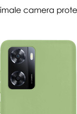 NoXx Hoes Geschikt voor OPPO A57s Hoesje Cover Siliconen Back Case Hoes Met Screenprotector - Groen
