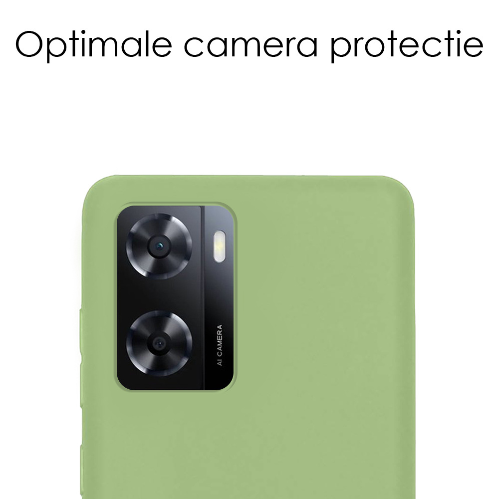 NoXx Hoes Geschikt voor OPPO A57s Hoesje Cover Siliconen Back Case Hoes Met Screenprotector - Groen