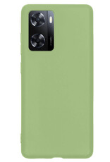 NoXx Hoes Geschikt voor OPPO A57s Hoesje Cover Siliconen Back Case Hoes Met Screenprotector - Groen