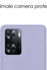 NoXx Hoes Geschikt voor OPPO A57s Hoesje Cover Siliconen Back Case Hoes Met Screenprotector - Lila