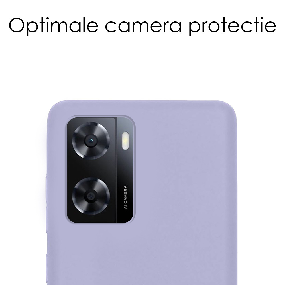 NoXx Hoes Geschikt voor OPPO A57s Hoesje Cover Siliconen Back Case Hoes Met Screenprotector - Lila