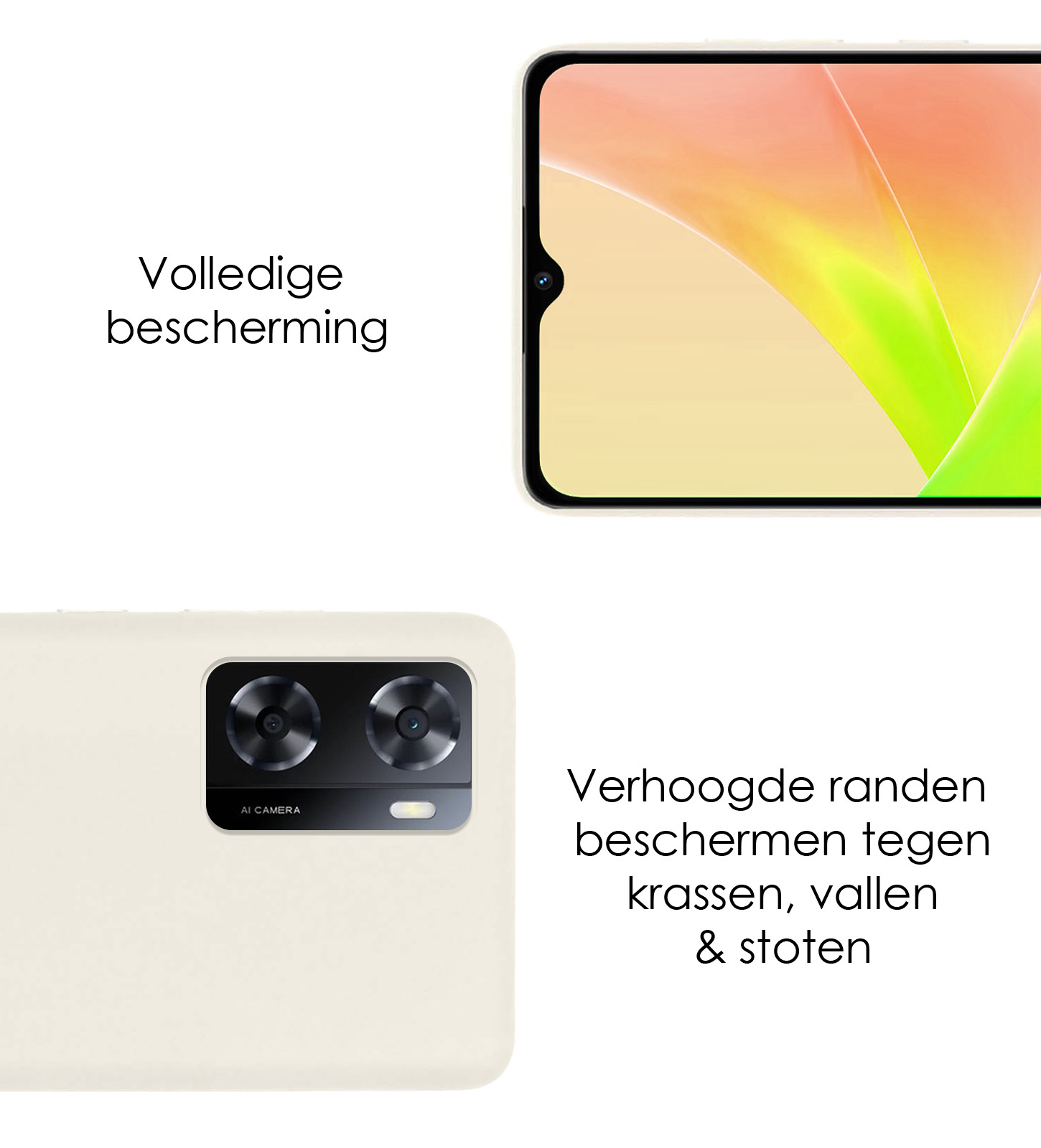 NoXx Hoes Geschikt voor OPPO A57s Hoesje Cover Siliconen Back Case Hoes Met Screenprotector - Wit