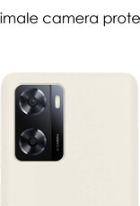 NoXx Hoes Geschikt voor OPPO A57s Hoesje Cover Siliconen Back Case Hoes Met Screenprotector - Wit