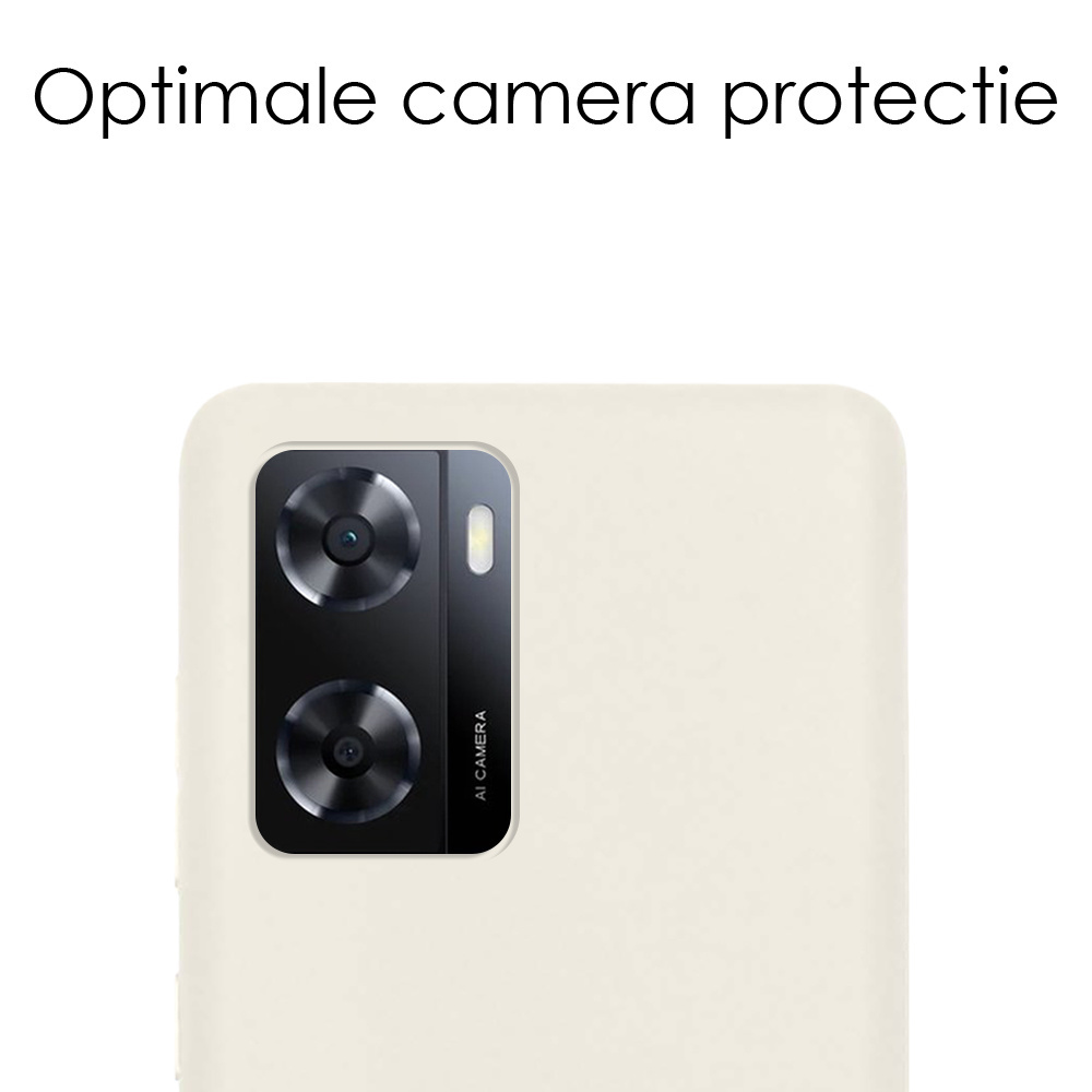 NoXx Hoes Geschikt voor OPPO A57s Hoesje Cover Siliconen Back Case Hoes Met Screenprotector - Wit