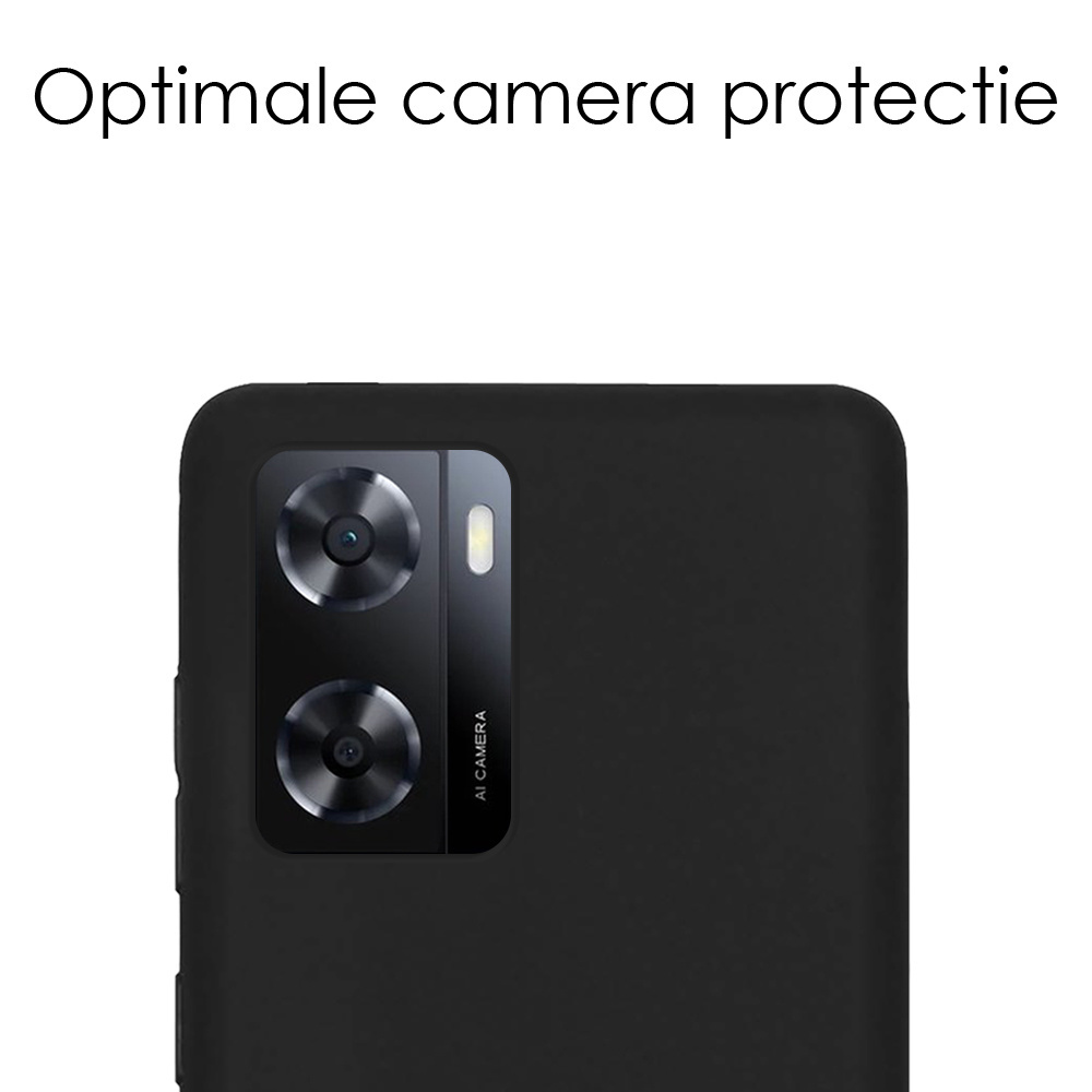 NoXx Hoes Geschikt voor OPPO A57s Hoesje Cover Siliconen Back Case Hoes Met 2x Screenprotector - Zwart