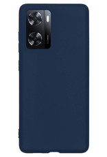 Nomfy Hoesje Geschikt voor OPPO A57s Hoesje Siliconen Cover Case - Hoes Geschikt voor OPPO A57s Hoes Back Case - Donkerblauw