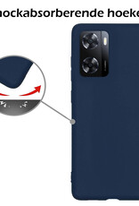 Nomfy Hoesje Geschikt voor OPPO A57s Hoesje Siliconen Cover Case - Hoes Geschikt voor OPPO A57s Hoes Back Case - Donkerblauw