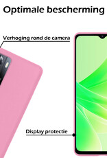 Nomfy Hoesje Geschikt voor OPPO A57s Hoesje Siliconen Cover Case - Hoes Geschikt voor OPPO A57s Hoes Back Case - Lichtroze